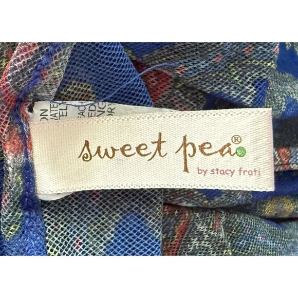 Sweet Pea By Stacy Frati Womens Blue Paisley Nylon Sheer Top M Cover Up Boho - Picture 5 of 6